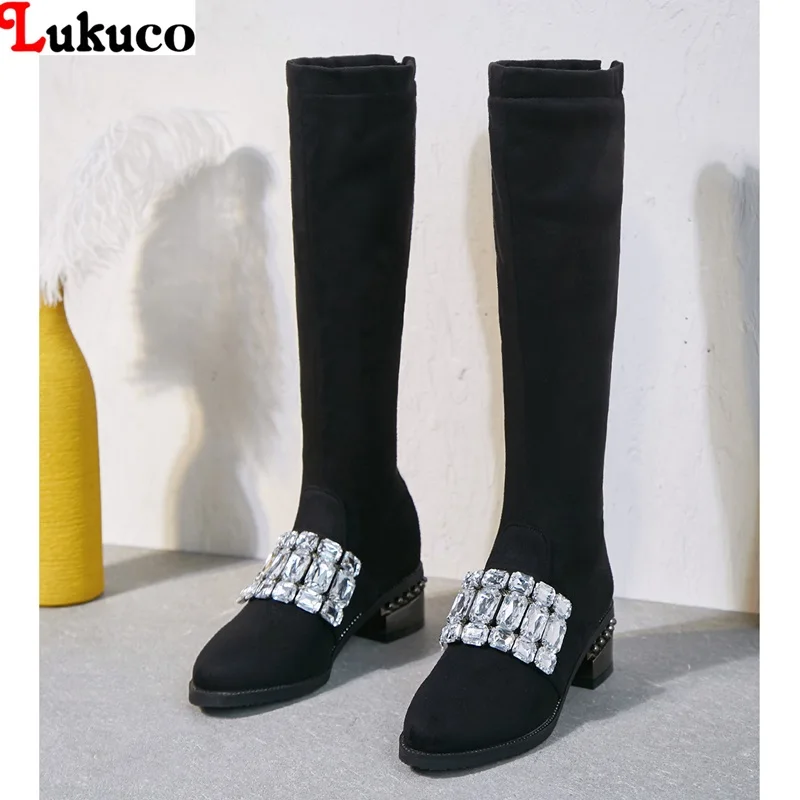 

Lukuco Sweet Boots Large Size 37 38 39 40 41 42 43 44 45 46 47 48 PU Leather Botas Low Heel Pumps Shoe Spring Autumn Shoes Woman