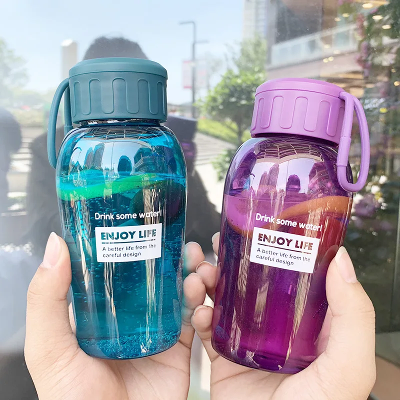 

Transparent Portable Tour Water Bottles Cute Korean Creative Water Glass Personality Plastic Hand Cup Student Funny Bottle