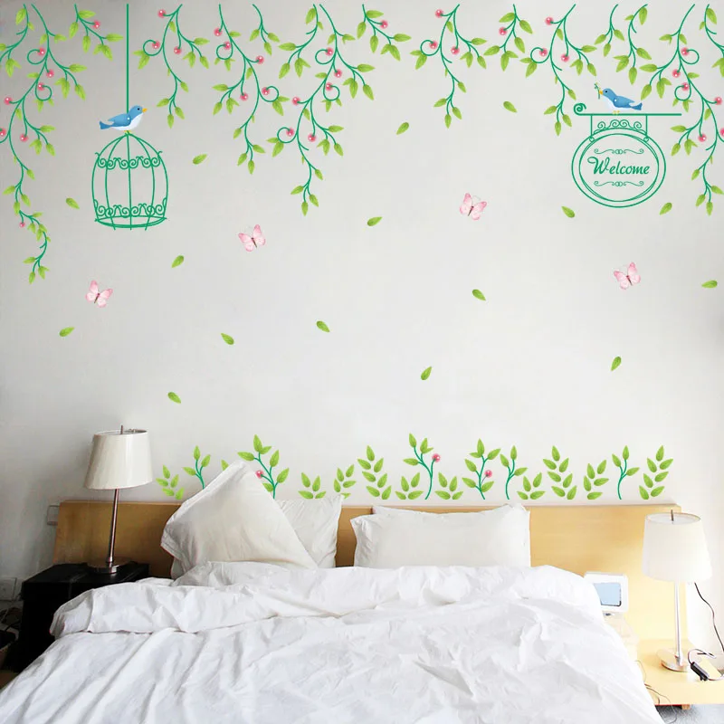 [Fundecor] Fresh flowers vine wall art decor decals diy wall stickers