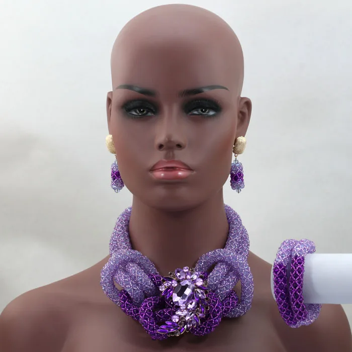 font b Luxury b font Purple Crystal Beads Bridal font b Jewelry b font Set