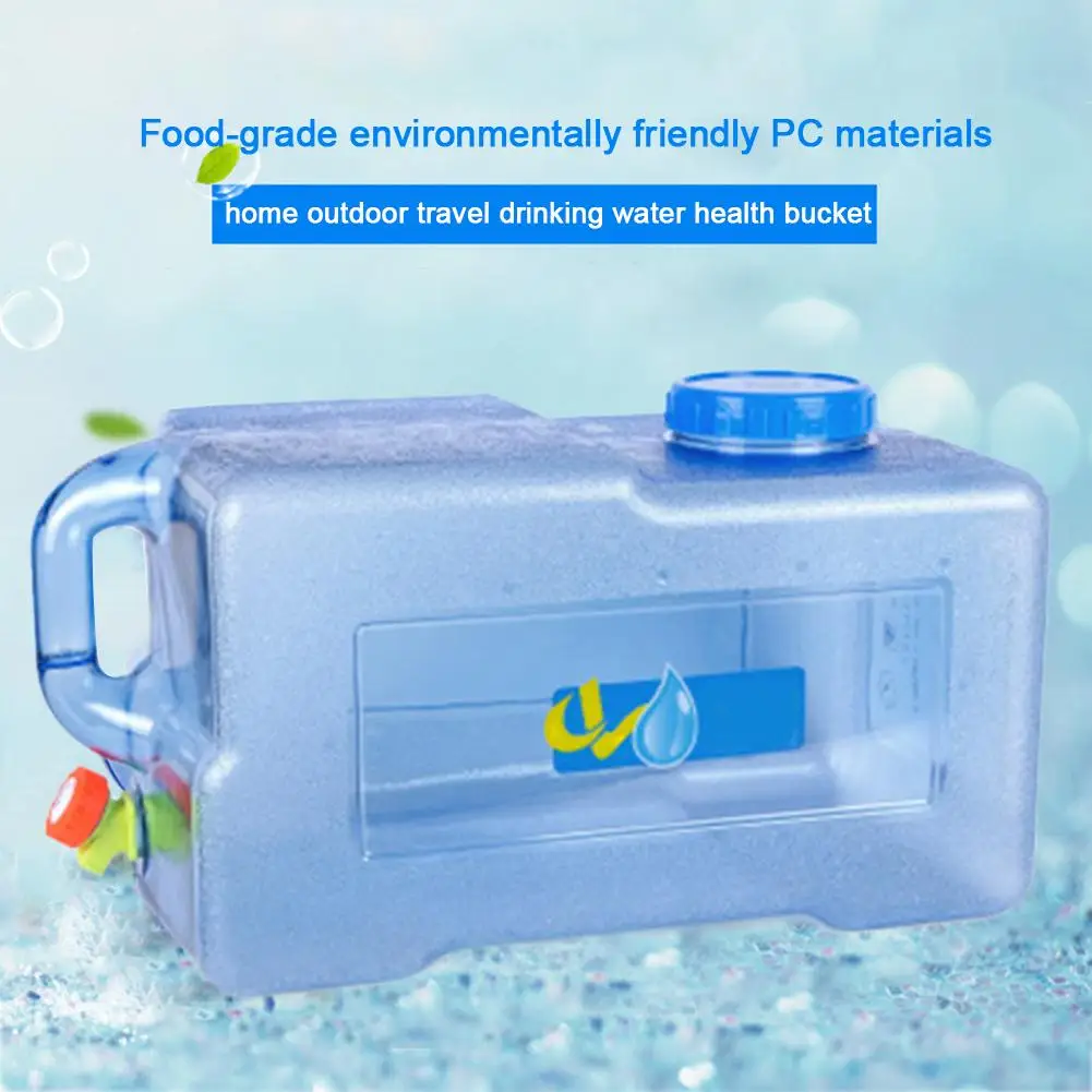 

25LSquare PC Car Bucket Thickened With Faucet Self - Driving Car Portable Bucket Outdoor Camping Water Carrier Storage Container