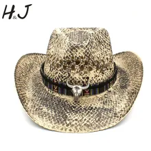 Женская и мужская Ковбойская шляпа, ручная работа, Плетеная соломенная шляпа для леди, папы, сомбреро, Hombre, ковбойские джазовые кепки, повязка на голову быка, размер 56-58 см