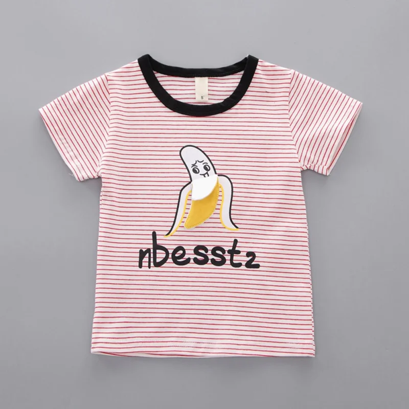 Summer Casual Baby Boy Cartoon Banana Embroidered T-Shirt And Short Pant Kit Kids Toddler Two-piece Outfit Toddler Boys Set 0-4Y