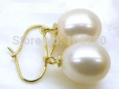 

ry00262 new arrive 10-11mm natural AAAA+++ south sea white pearl dangle earrings 14KG