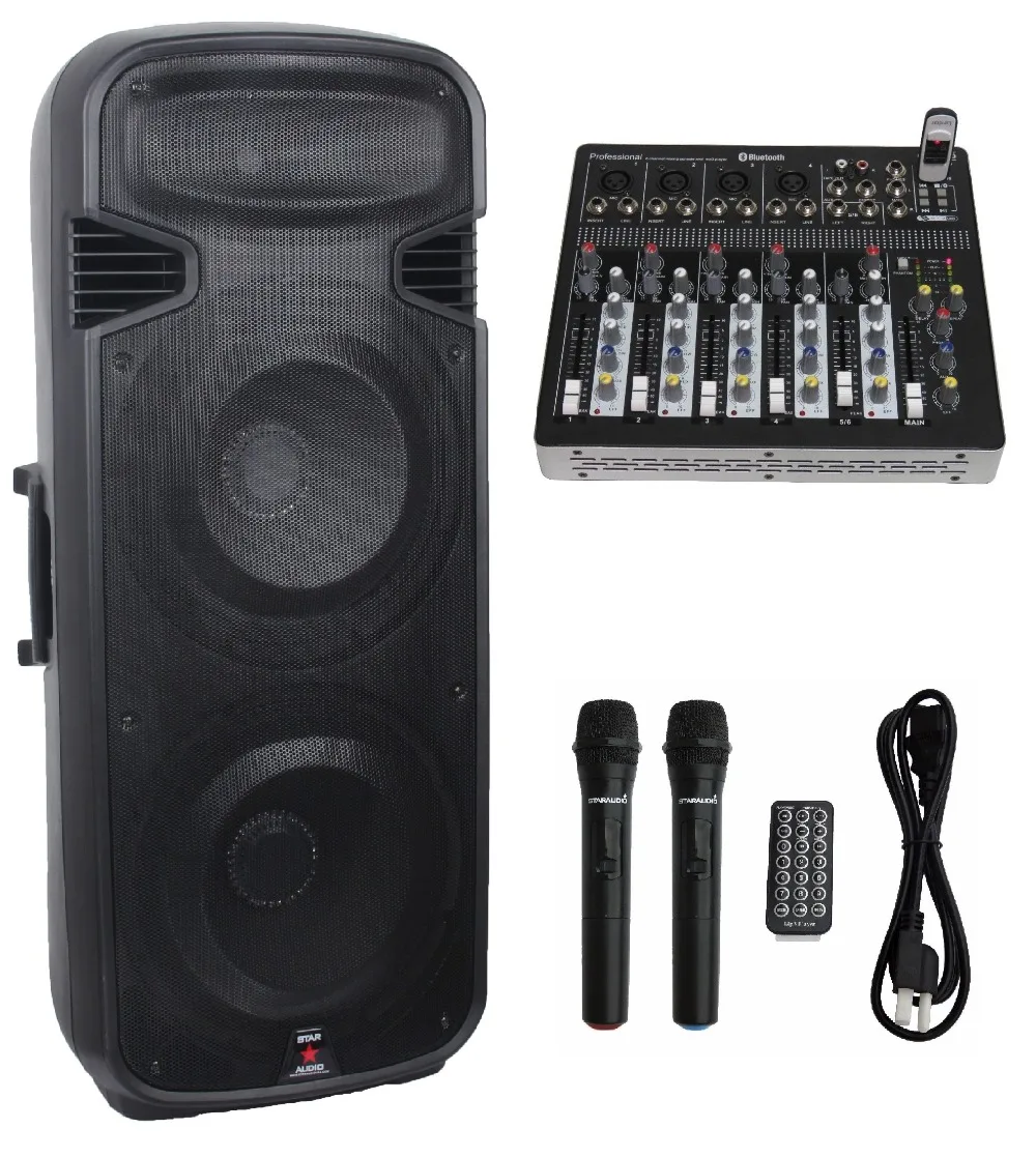 Staraudio двойной 15 &quotпа DJ этап 4500 Вт питание активных Bluetooth Динамик w/6ch смеситель