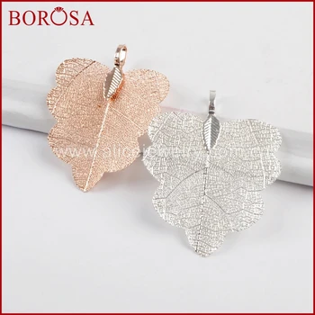 

BOROSA 20PCS Drusy Titanium Leaf Charms for Jewelry Making, Silver Color Metal Charm Pendant for Necklace Jewelry WX931