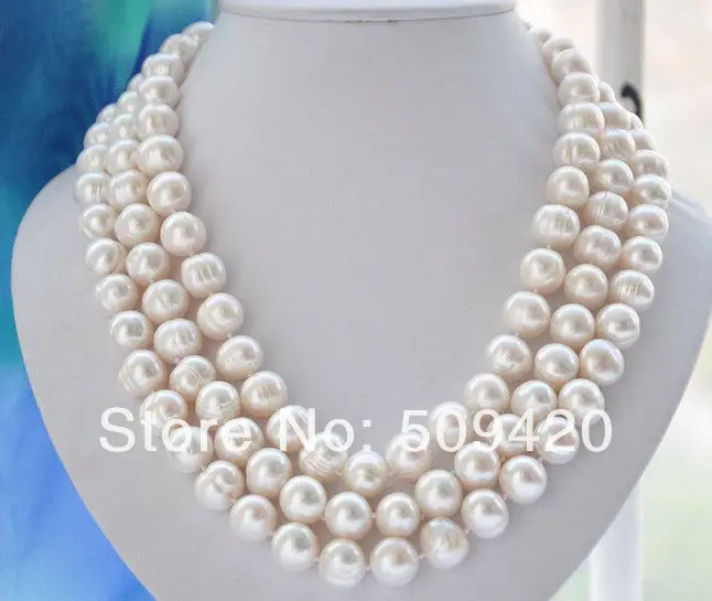 

Free Shipping10-11mm WHITE FRESHWATER PEARL NECKLACE 50