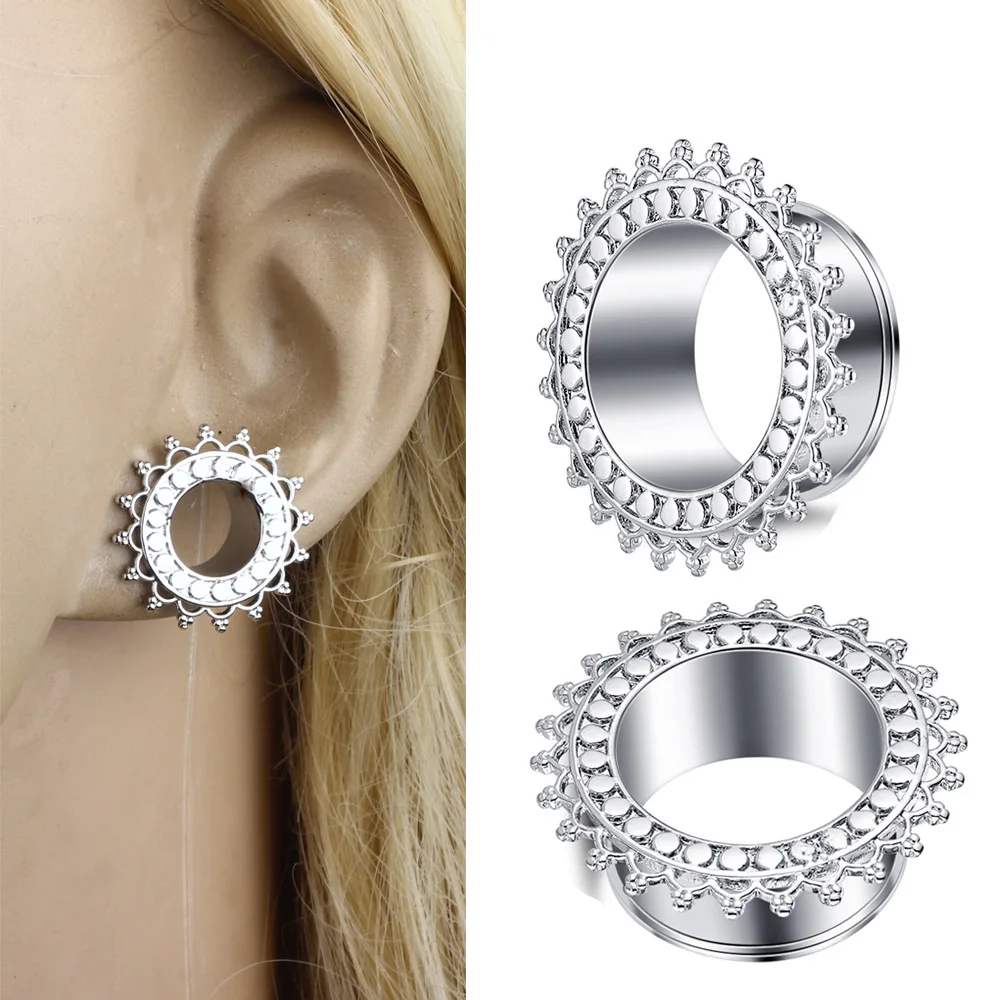 1 Pair New Copper Hollow Ear Plugs Gauges Earrings Women Men Punk Ear