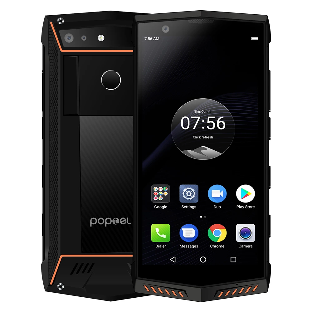 Poptel P60 Прочный 6 ГБ 128 4G, мобильный телефон с функцией IP68 Водонепроницаемый 5,7 дюймов 5000 мА/ч, Android8.1 Face ID 16.0MP сзади Камера смартфон