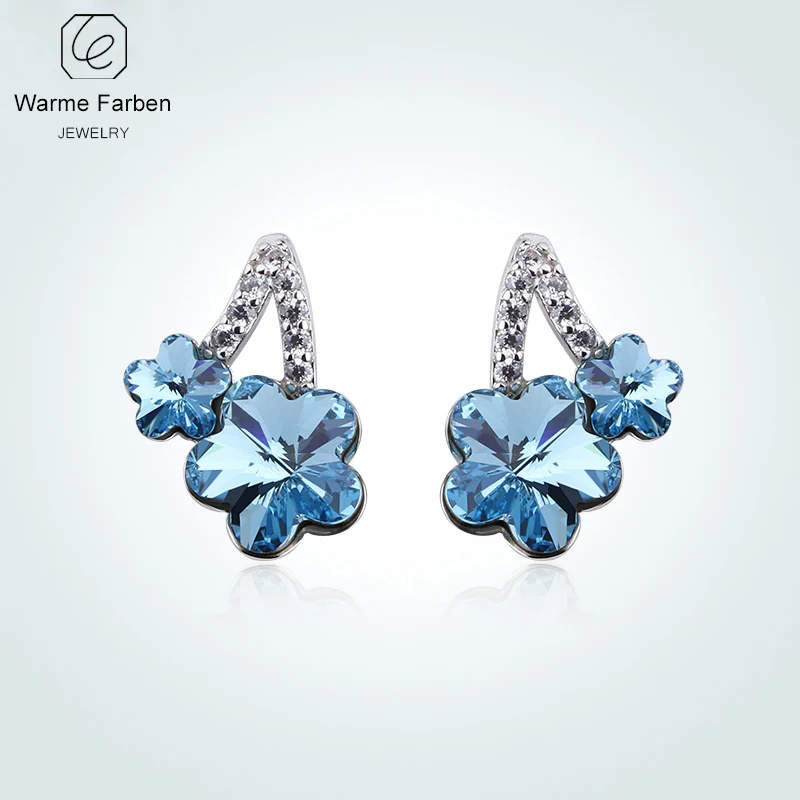 

Crystal From Swarovski Stud Earrings for Women Earrings 925 Silver Earrings Zircon Plum blossom Flowers Fashion Jewelry Brincos