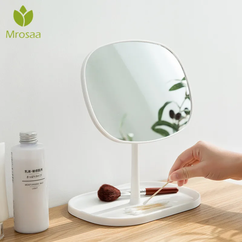 Зеркало для макияжа с косметический ящик для хранения, настольное косметическое зеркало Портативный путешествия туалетное зеркало зеркала для ванной Ванная комната продукты