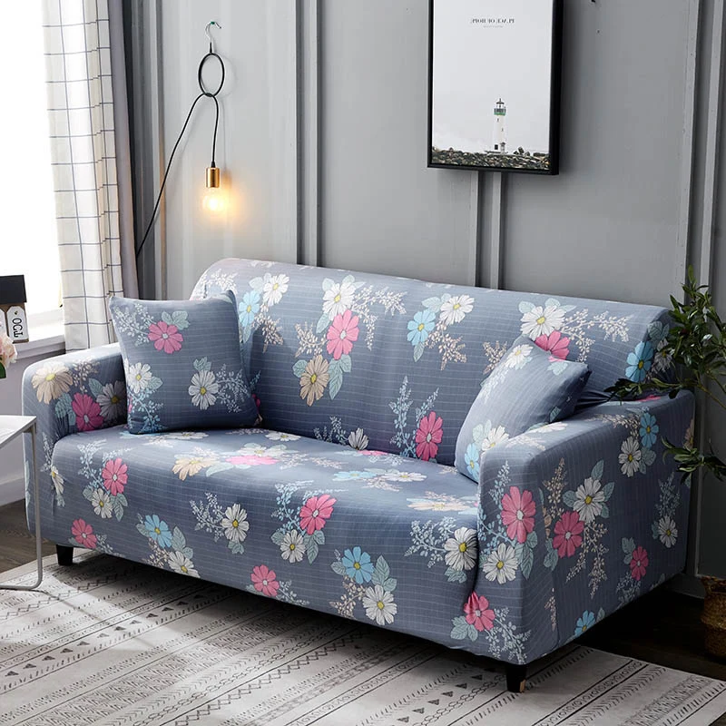 Polyester Couch Cover in Leaf and Flower Pattern for Single to 4 Seated Sofa in Living Room