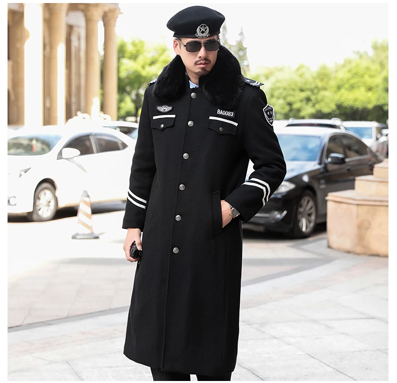 

Winter security guard clothing wool coat thickened with cotton liner autumn winter security coat