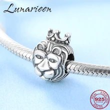 Горячая Новые 925 стерлингового серебра Изысканная Корона могучий лев модные бусины подходят Pandora браслет ювелирных изделий