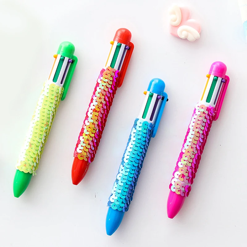 Creative-Reversible-Sequin-6-Colors-Press-Ballpoint-Pen-Multi-colors-pens-School-Office-Supply-Gift-Stationery