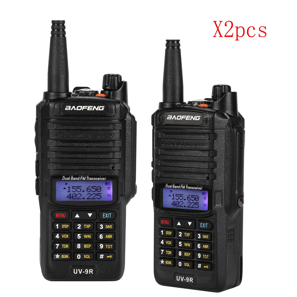 2 шт. 5 Вт Baofeng UV-9R IP67 влагонепроницаемые Walkie Talkie Двухдиапазонная VHF/UHF Система шумоподавления CTCSS цифровая система передачи DCS портативная