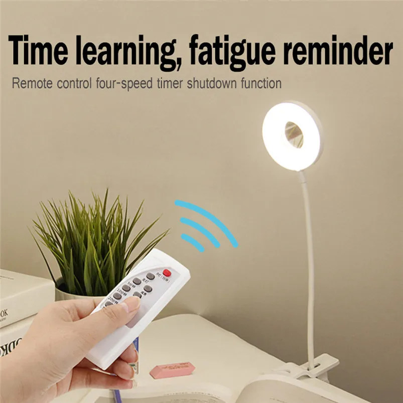 USB Remote Rechargeable Sensor LED Desk Lamp Eye Protection Bed Table Reading Lamp Clip Light Remote Control Luces 40MR057