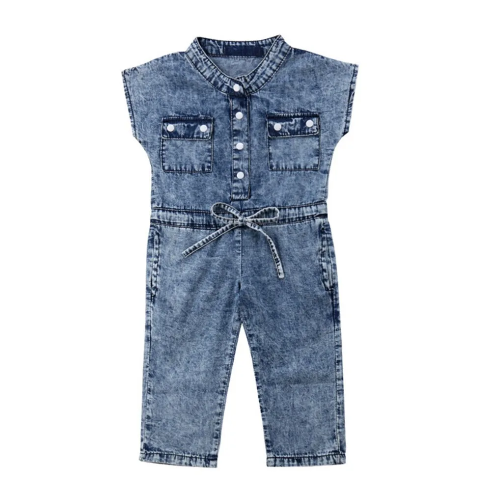 

Summer Toddler Baby Girl Kids Sleeveless Bowknot Denim Romper Jumpsuit Clothes Baby Girl Jeans Sunsuit Overalls Rompers Playsuit