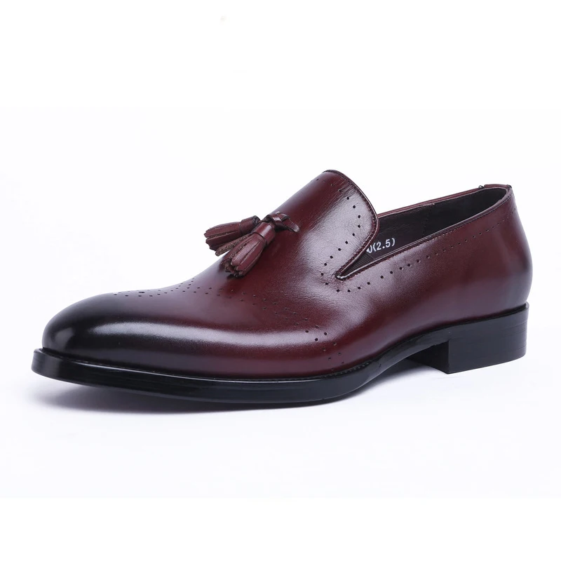 Luxuriöse Leder Italienische Grimentin Komfortable Echtem Männer Brown Faulenzer Und Party Mode Geschnitzt Hochzeit Herren Kleid Schuhe RYqxCwBAx
