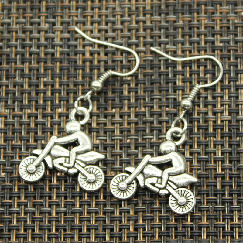 

New Fashion Handmade motorcycle scooter autocycle motorcross Pendants Silver Earrings For Womens Style