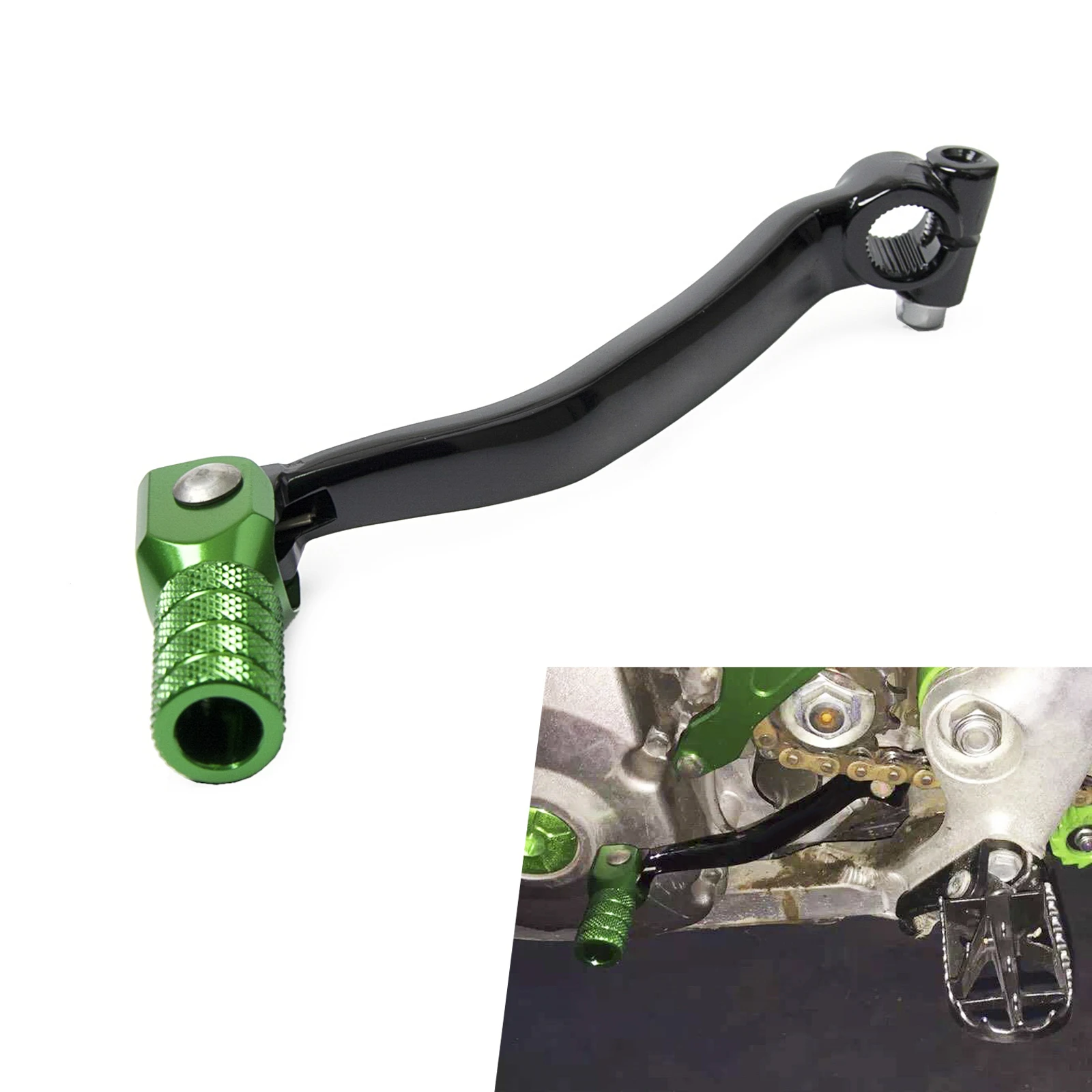 Plegable verde punta palanca para Kawasaki KX250F 2009 2010 2012 2013 2014 2015 2017 2018 palanca de cambios motocicleta # Plegable verde punta palanca para Kawasaki KX250F 2009 2010 2012 2013 2014 2015 2017 2018 palanca de cambios motocicleta #