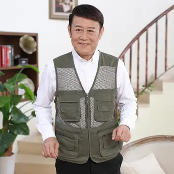 

Men Fishing Vest Multi Pocket Thin Hollow Mesh Jacket