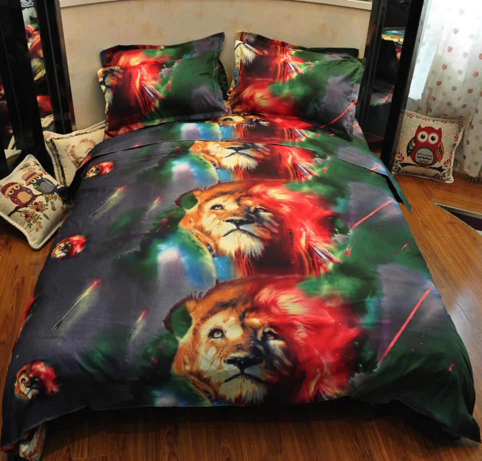 

3D Bedding Set Animals Printing Duvet Cover Set 4pcs Queen Quilt Cover Bedlinen wolf tiger leopard Pegasus Black Swan lion cat