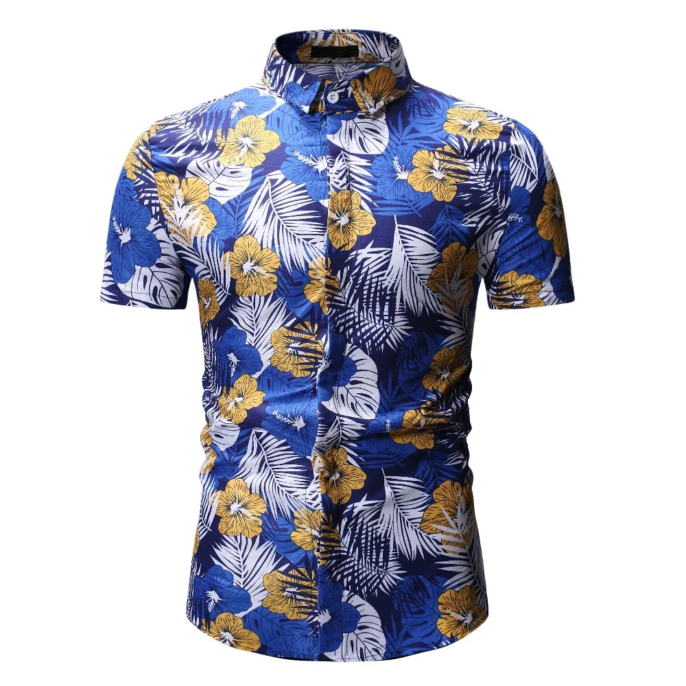 Мужская гавайская рубашка с принтом Camisa Masculina Повседневная пляжная коротким