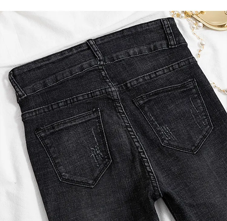 Джинсы, женские, джинсовые штаны, корейская мода, черный низ, женские брюки-карандаш, джинсовые эластичные брюки для женщин, Donna