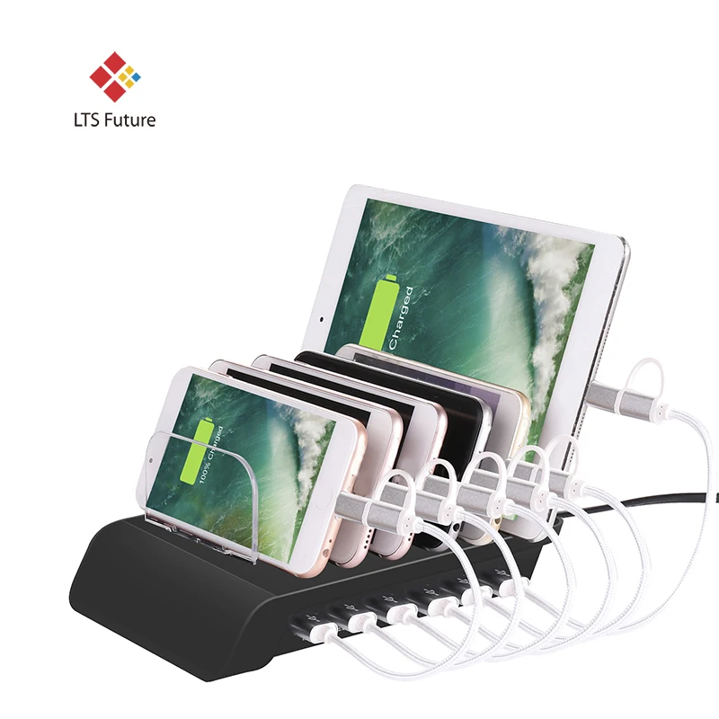 

Fast Multi-Port Charging Dock Station, 6 Ports USB Desktop Charger Station, Power Adapter for all Phone, Tablet, Watch etc