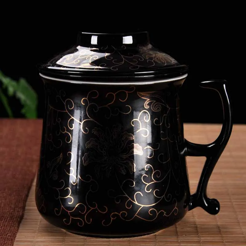 Персонализированная чашка для чая керамическая большая крышка Простая креативная Кружка для офиса фильтрованная вода для дома 370 мл - Цвет: 5