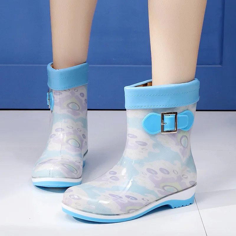 comprar Moda inverno quente além de veludo botas de chuva tubo fêmea não slip botas de geléia senhoras sapatos botas de chuva de borracha.