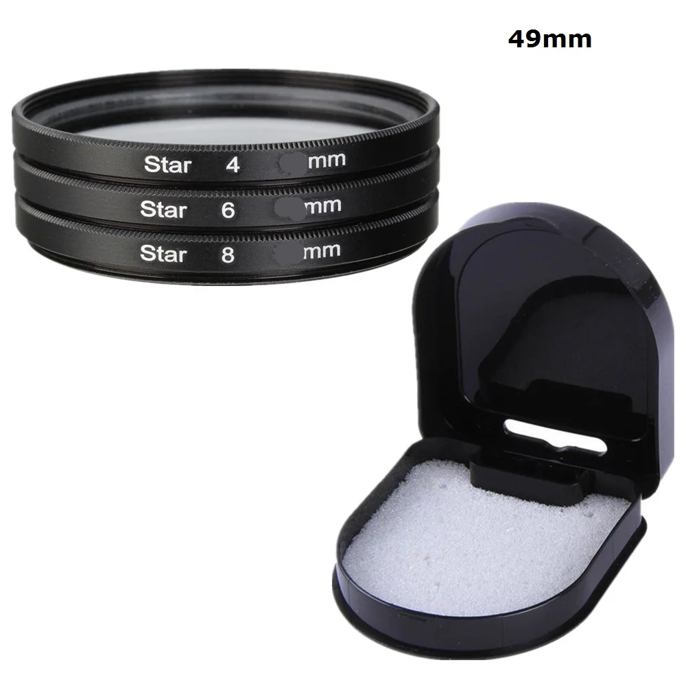 49mm Star 4 6 8 Point Star Cross Line Lens Filter Kit For Canon Nikon Fuji Samsung camera 49 mm