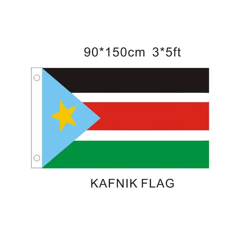 KAFNIK South Sudan Flag 150X90cm/128*192cm 100D Polyester Double Stitched High Quality Free Shipping | Дом и сад