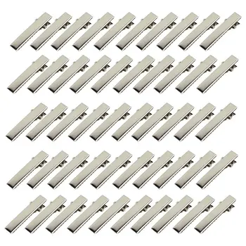 

CQMF 50pcs Mini Crocodile Clips for Hair DIY - Silver