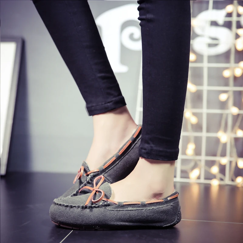 Mocassins Glissement Chaussures Photo 100 Véritable As De Appartements Peluche Dame En Plates Photo Cuir as Femmes Souliers Hiver Chaud 2018 Sur Simple adqnBPPw