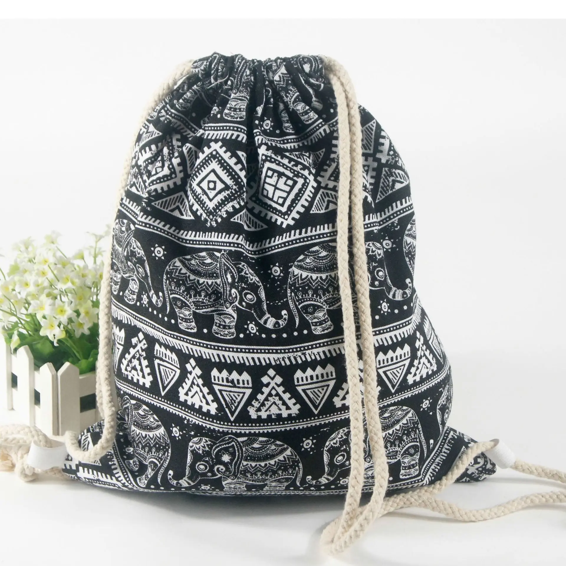 New Cotton Print Shoulder Backpack Canvas bag Storage bag Simple Schoolbag Ethnic Drawstring bag Multicolor Summer bag For Women New Cotton Print Shoulder Backpack Canvas bag Storage bag Simple Schoolbag Ethnic Drawstring bag Multicolor Summer bag For Women