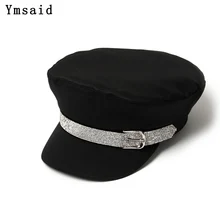 Модная женская осенняя шляпа с козырьком, летняя женская шляпа с блестками, пояс с бриллиантами, женские армейские кепки, кепка для студентов, военная Кепка