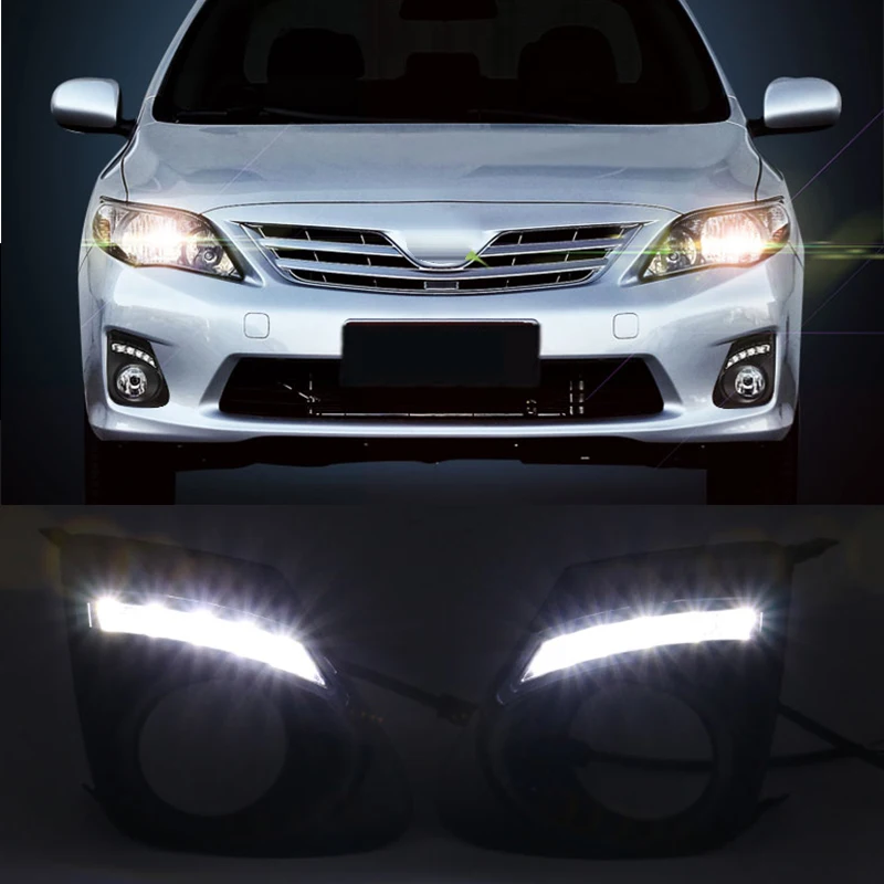 Hlxg 2 шт. дневные ходовые огни для Toyota Corolla 2011 2012 2013 12 В Автомобильные светодиодные