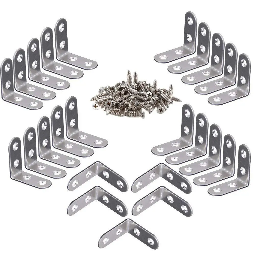 25 Pcs Corner Bracket - 40x40mm 90 Degree Right Angle Brackets Fastener Stainless Steel L Shaped Corner Braces with 100 Pcs 25 Pcs Corner Bracket - 40x40mm 90 Degree Right Angle Brackets Fastener Stainless Steel L Shaped Corner Braces with 100 Pcs