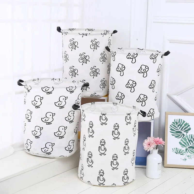 18 Best Selling Storage Bag For Nordic Cartoon Children's Toy DIY Storage Bucket Home Fabric Large Canvas Dirty Clothes Bucket