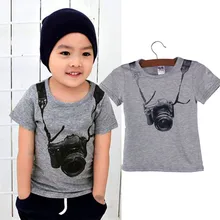 Летние детские футболки для мальчиков топы с короткими рукавами и камерой, футболки, одежда NDA84L16