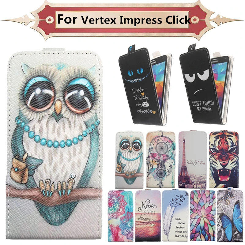 

Fashion 11 Colors Cartoon Pattern Up and Down Flip PU Leather Case For Vertex Impress Click