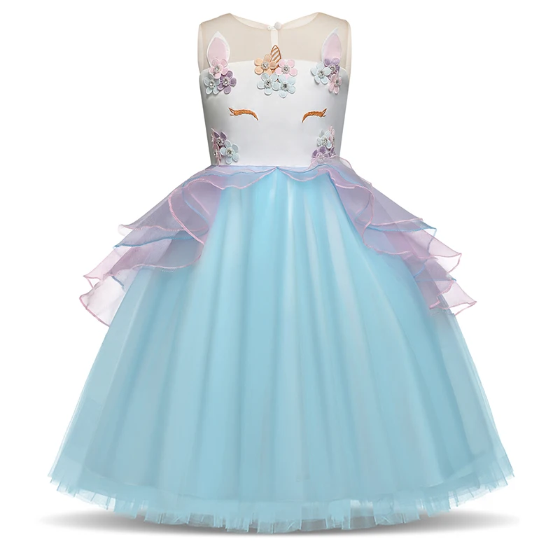

Fancy Teen Girl Unicorn Dress Beading Floral Girls Tulle Gowns Dresses Princess Kids Cosplay Flower Party Unicornio Vestidos 8T