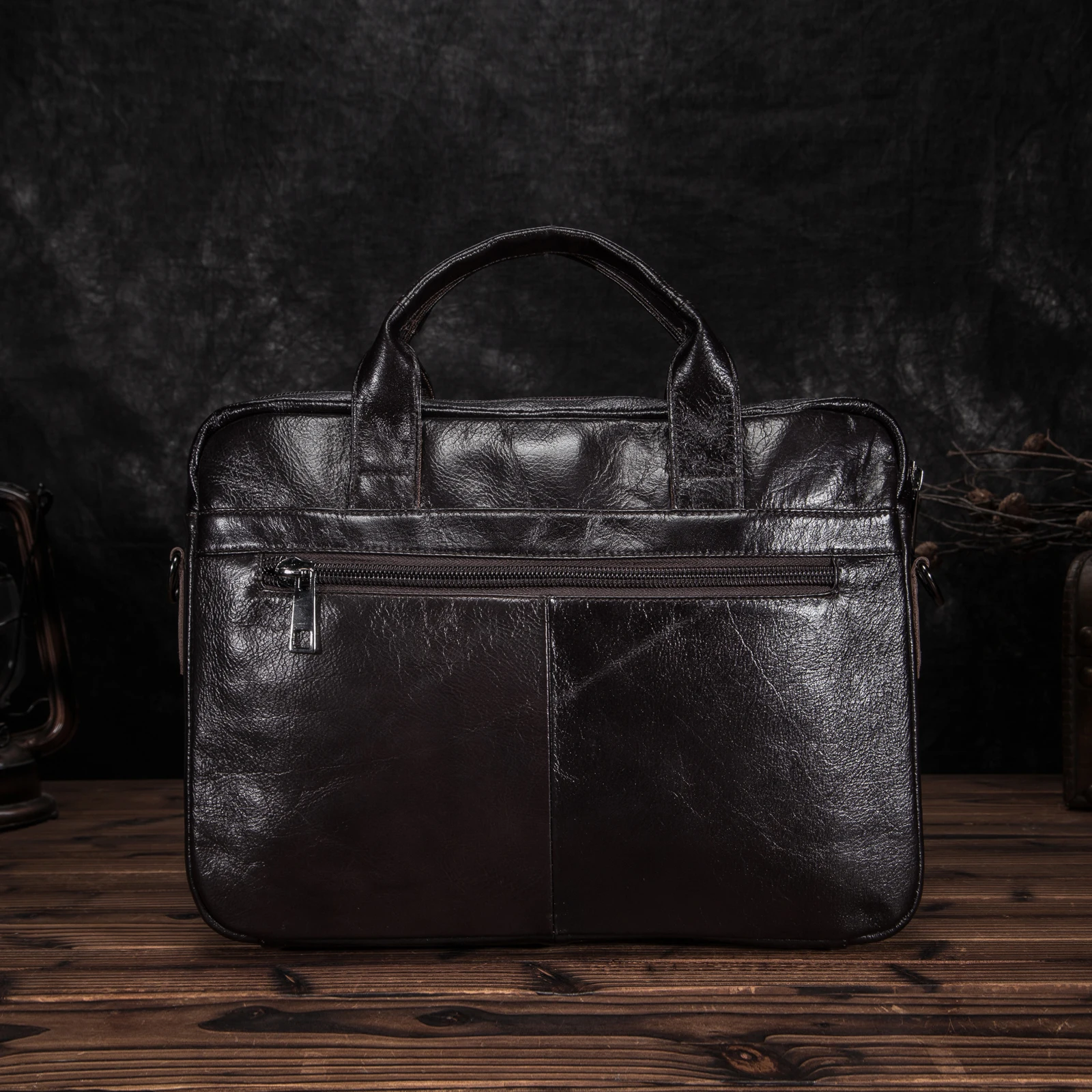  Oil Waxy Leather Coffee Design Business Briefcase 15