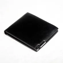 Moda Novio Regalo Monedero Negro de Los Hombres Corto de Cuero Hombres Cartera de tarjetas de IDENTIFICACIÓN de Negocios Titular de la Tarjeta Monedero Bolsa de Embrague Plegable Suave