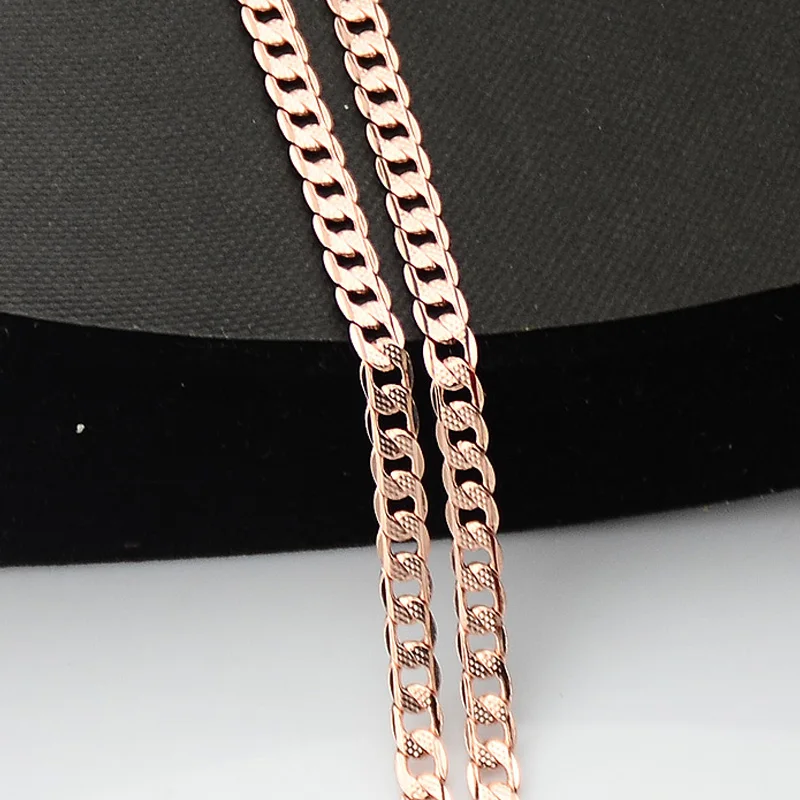 5mm Curb Necklace Rose Gold Color 