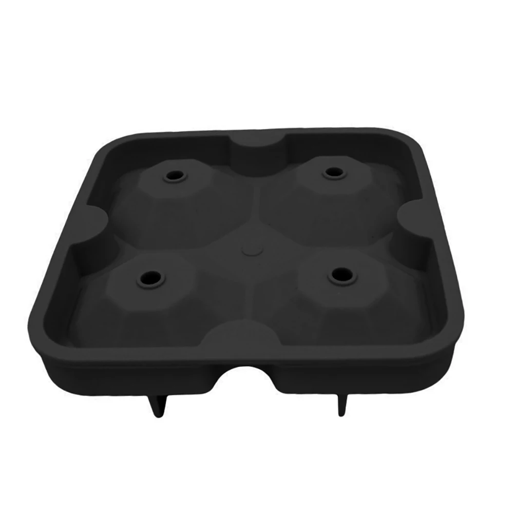 4 полостей силиконовая форма для печенья ледяной кубик лоток для украшения торта набор инструментов - Цвет: Черный