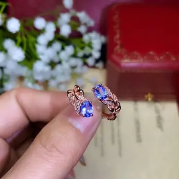 

shilovem 925 silver sterling real natural tanzanite rings trendy fine Jewelry women new gift open 4*6mm bj0406agts