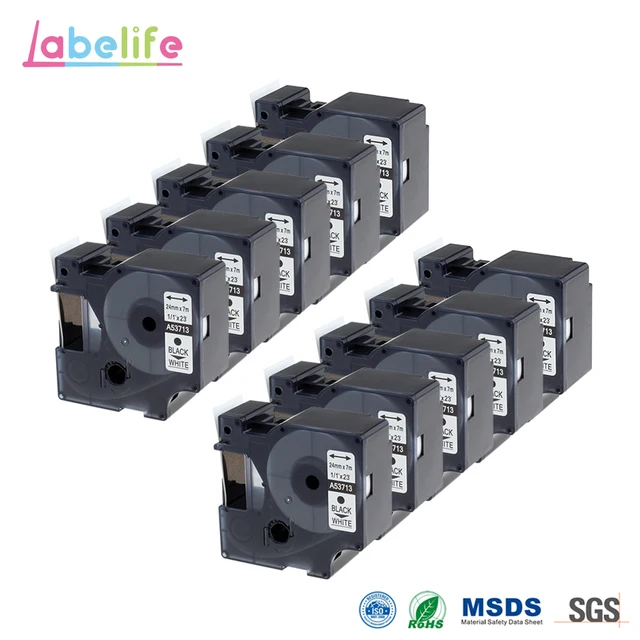 Best Price Labelife 10 Pack 53713 Black on White 24mm X 7m Compatible Dymo D1 S0720930 Electronic Tape Cartridge for Dymo Label Printers Best Price Labelife 10 Pack 53713 Black on White 24mm X 7m Compatible Dymo D1 S0720930 Electronic Tape Cartridge for Dymo Label Printers